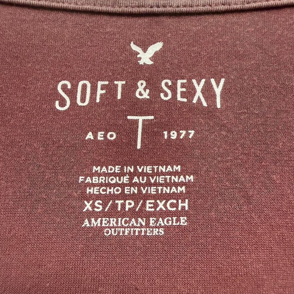 American Eagle Soft Sexy Tie Front Babydoll Top Womens VS Mauve Plum Purple - Picture 7 of 7